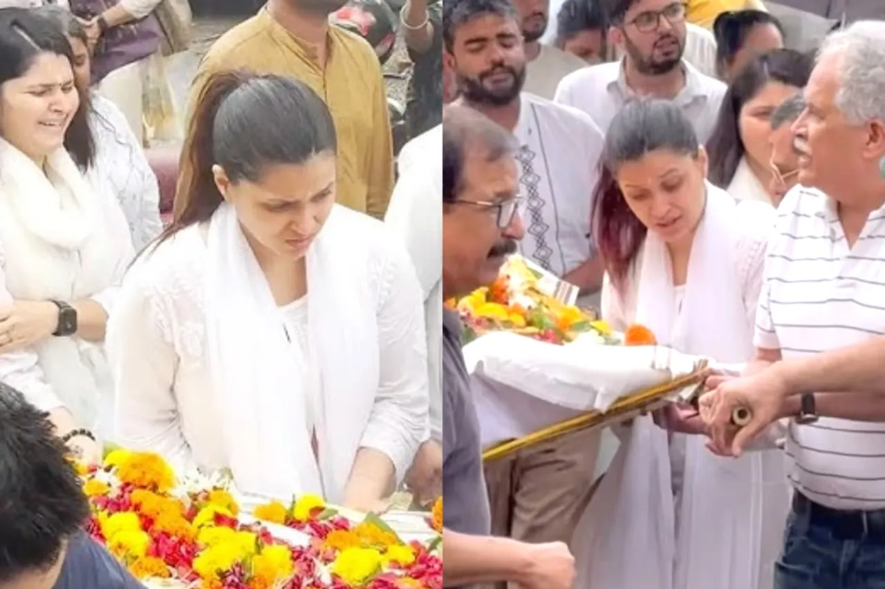 Mannara Chopra and sister Mitali perform last rites of father